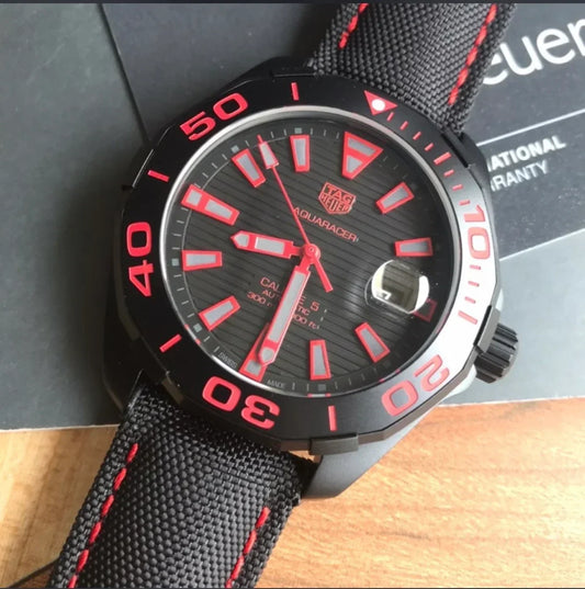 Tag Heuer Aquaracer Caliber 5 Black Dial Black Nylon Strap