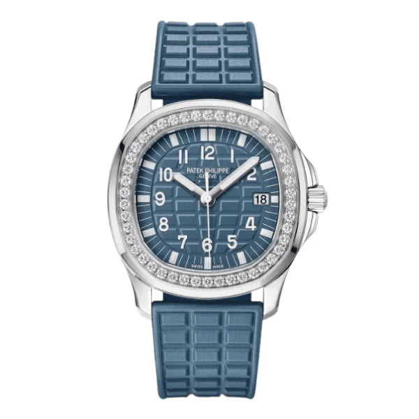 Patek Philippe Aquanaut 5067A-025 35.6mm Blue Dial Diamond Bezel Moissanite Steel