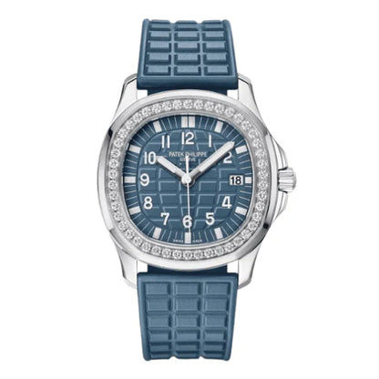 Patek Philippe Aquanaut 5067A-025 35.6mm Blue Dial Diamond Bezel Moissanite Steel