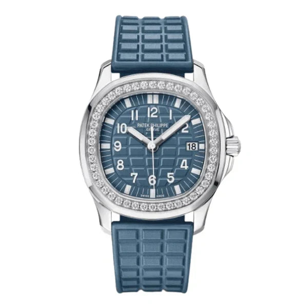 Patek Philippe Aquanaut 5067A-025 35.6mm Blue Dial Diamond Bezel Moissanite Steel