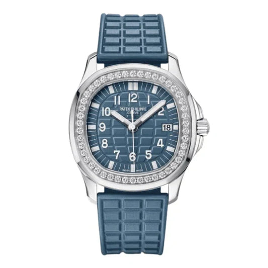 Patek Philippe Aquanaut 5067A-025 35.6mm Blue Dial Diamond Bezel Moissanite Steel