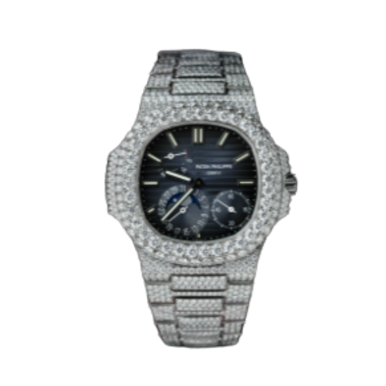 Patek Philippe Nautilus 5712/1A 40mm Blue Dial Full Moissanite Hong Kong