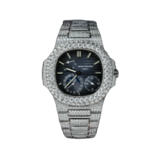 Patek Philippe Nautilus 5712/1A 40mm Blue Dial Full Moissanite Hong Kong