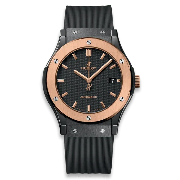 Hublot Classic Fusion Ceramic Carbon Dial King Gold JJZ 42mm Base