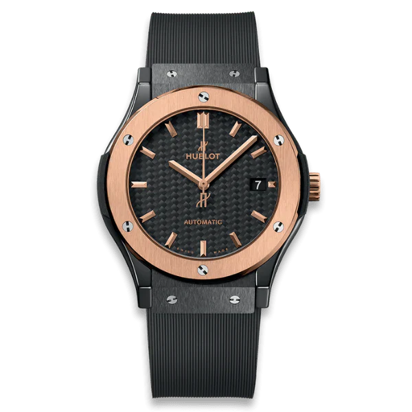 Hublot Classic Fusion Ceramic Carbon Dial King Gold JJZ 42mm Base