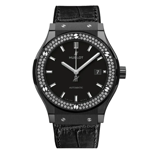 Hublot Classic Fusion Ceramic Diamonds 42mm Black Dial JJZ