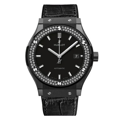 Hublot Classic Fusion Ceramic Diamonds 42mm Black Dial JJZ