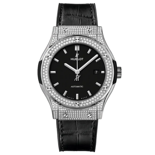 Hublot Classic Fusion Diamonds Moissanite Pave 38mm Black Dial