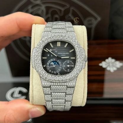 Patek Philippe Nautilus 5712/1A 40mm Blue Dial Full Moissanite Hong Kong