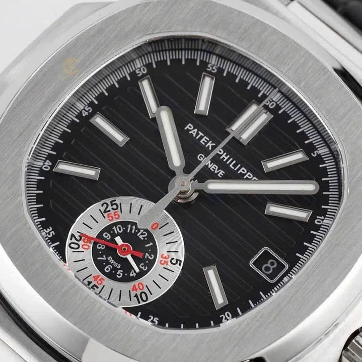 Patek Philippe Nautilus Chronograph 5980/1A-014 40.5mm Black Dial with Leather Strap