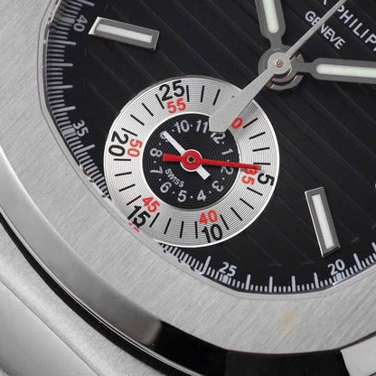 Patek Philippe Nautilus Chronograph 5980/1A-014 40.5mm Black Dial with Leather Strap