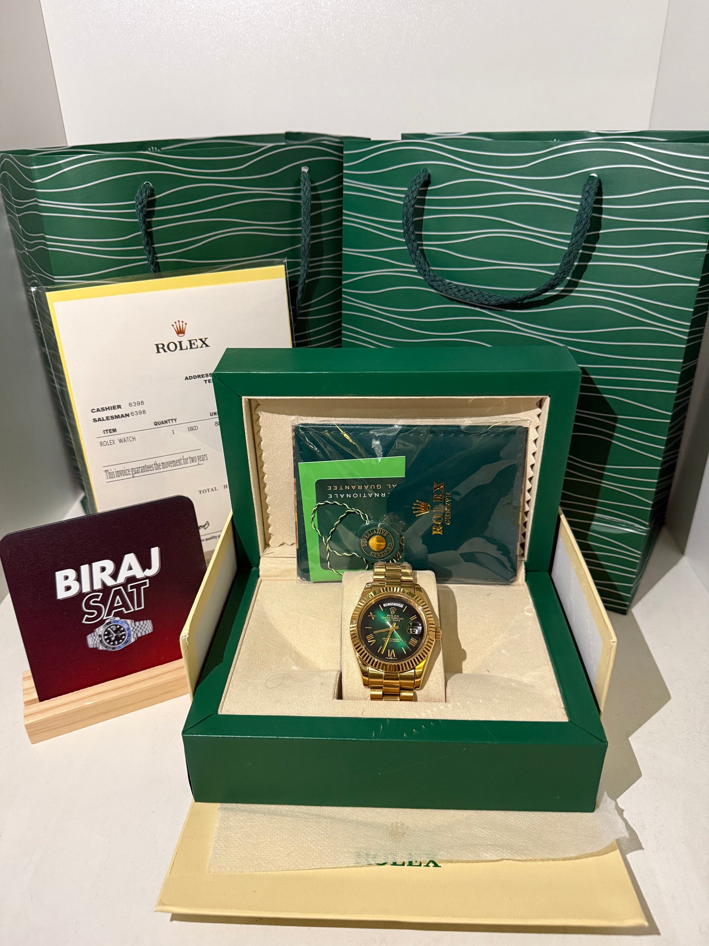 Rolex Day Date Yellow Gold Green Roman Dial