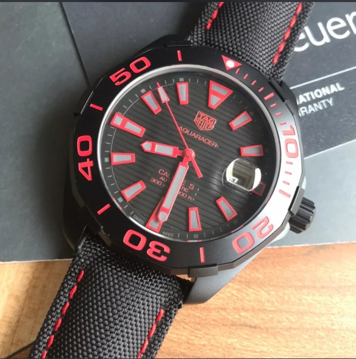 Tag Heuer Aquaracer Caliber 5 Black Dial Black Nylon Strap