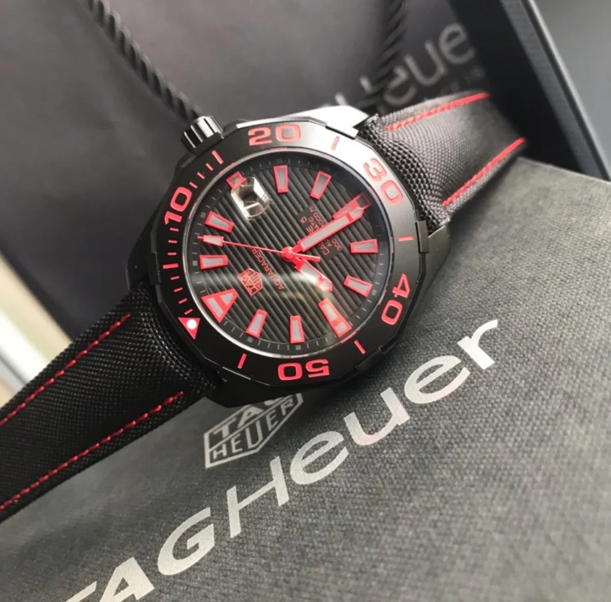 Tag Heuer Aquaracer Caliber 5 Black Dial Black Nylon Strap